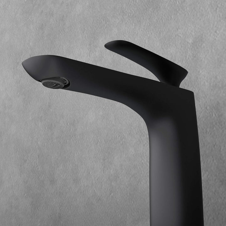 doporro Design Armatur Wasserhahn Bad Schwarz matt | Waschtischarmatur für Waschbecken | Waschbecken