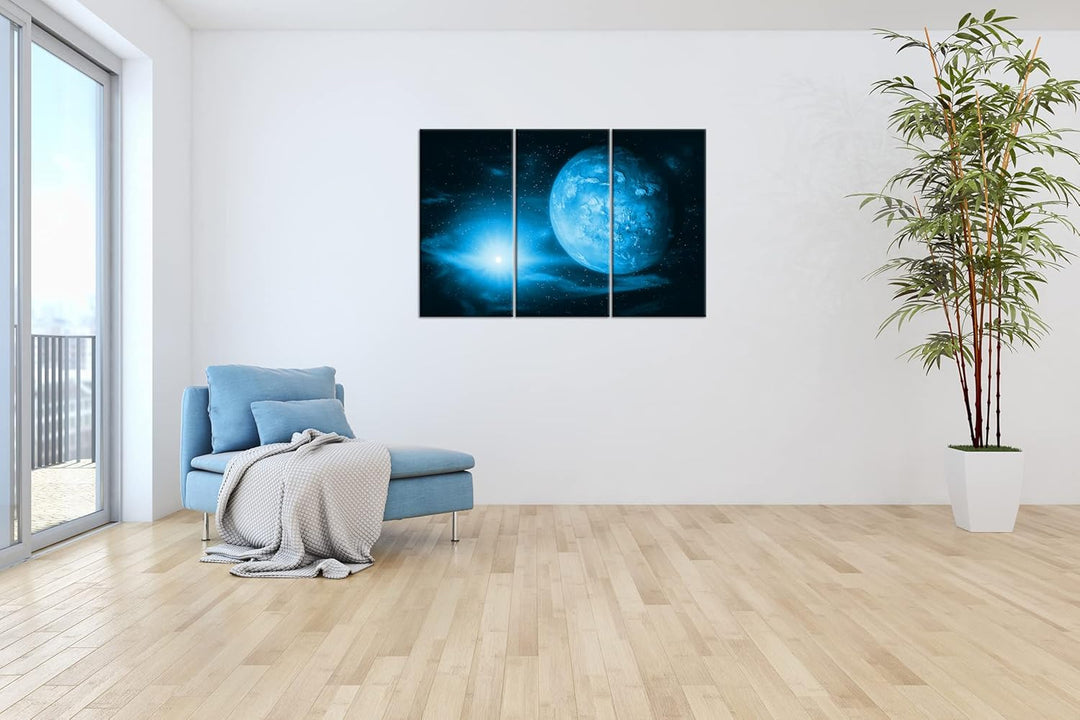 deyoli Dark Planet Mars in unserem Sonnensystem Format 120x80 3Teilig Effekt: Monocrome Blau als Lei