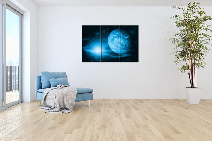 deyoli Dark Planet Mars in unserem Sonnensystem Format 120x80 3Teilig Effekt: Monocrome Blau als Lei