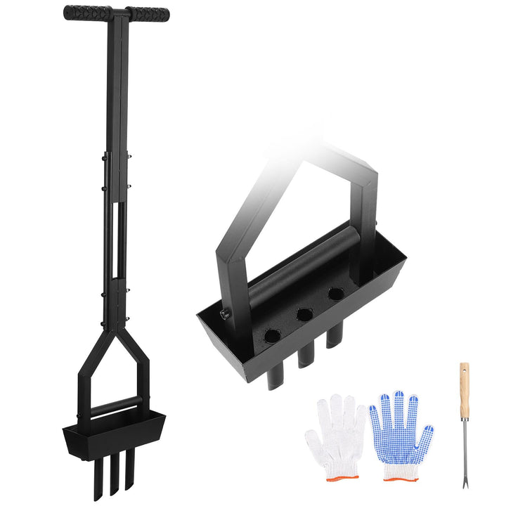Rasenlüfter, Aerifizierer für Rasen mit Ablageschale Reinigungswerkzeug und Handschuh, 95cm T-Griff