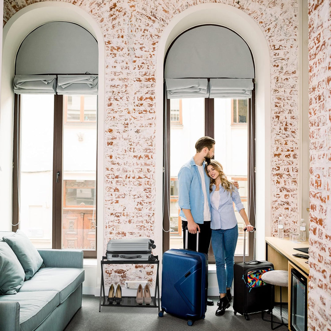 Relaxdays Kofferständer, klappbar, Bambus, HBT: 58,5x68,5x38 cm, Gepäckständer mit Ablage, Kofferabl