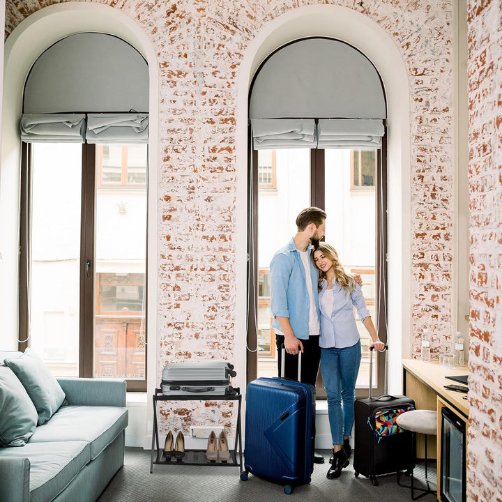 Relaxdays Kofferständer, klappbar, Bambus, HBT: 58,5x68,5x38 cm, Gepäckständer mit Ablage, Kofferabl