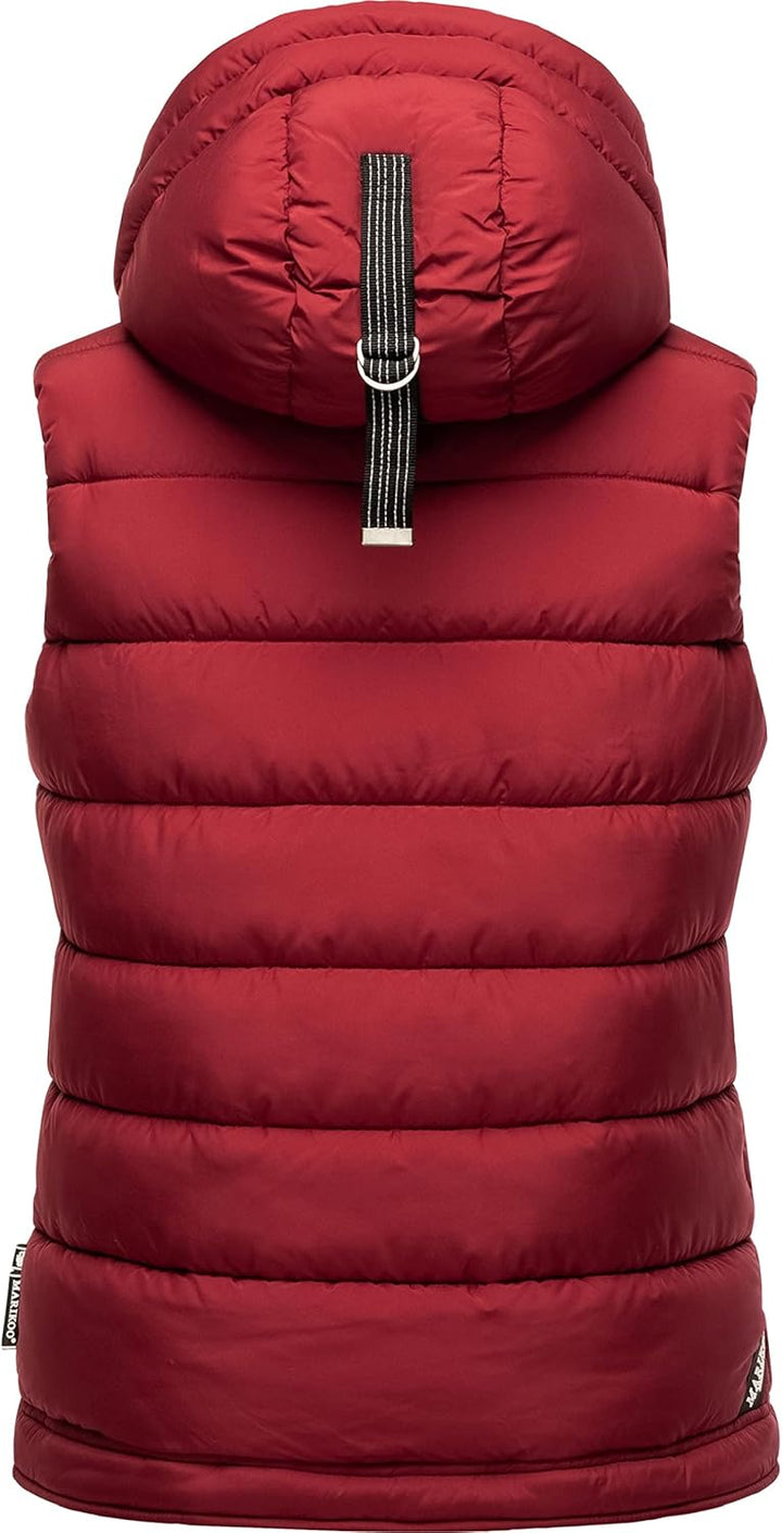 MARIKOO Damen leichte Übergangsweste Steppweste mit Kapuze Taisaa XS-3XL XS Blood Red, XS Blood Red