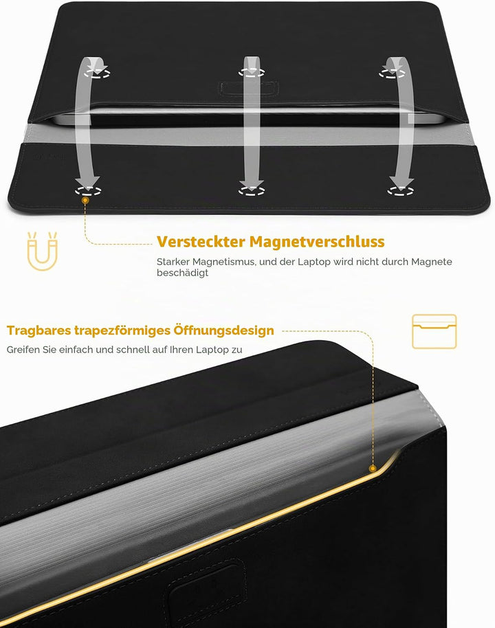 HYZUO 13,3-14 Zoll Laptop Hülle Tasche mit Standfunktion für MacBook Pro 14 M5/M4/M3/M2/M1 2026-2021
