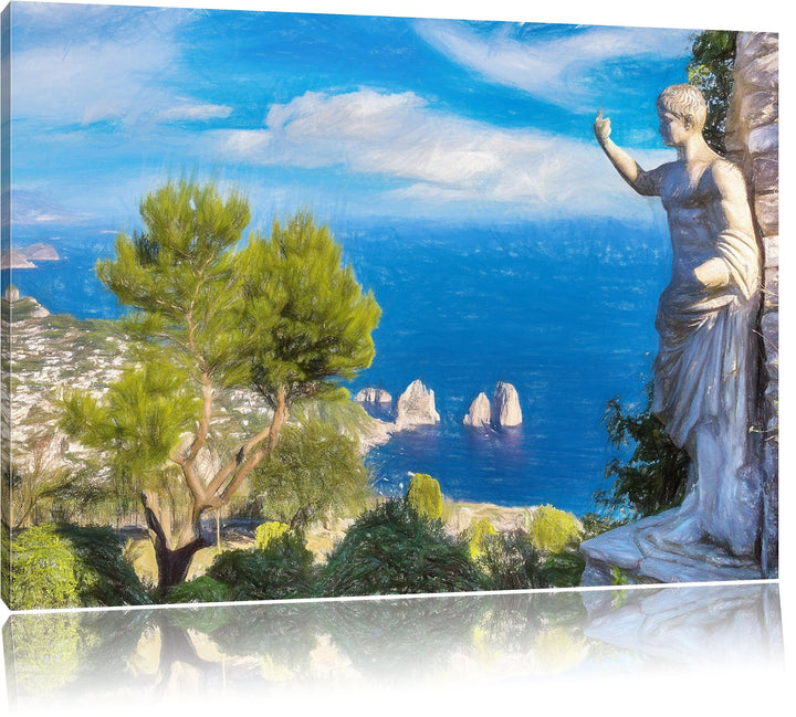 Pixxprint Insel Capri in Italien als Leinwandbild/Grösse: 100x70 cm/Wandbild/Kunstdruck/fertig bespa
