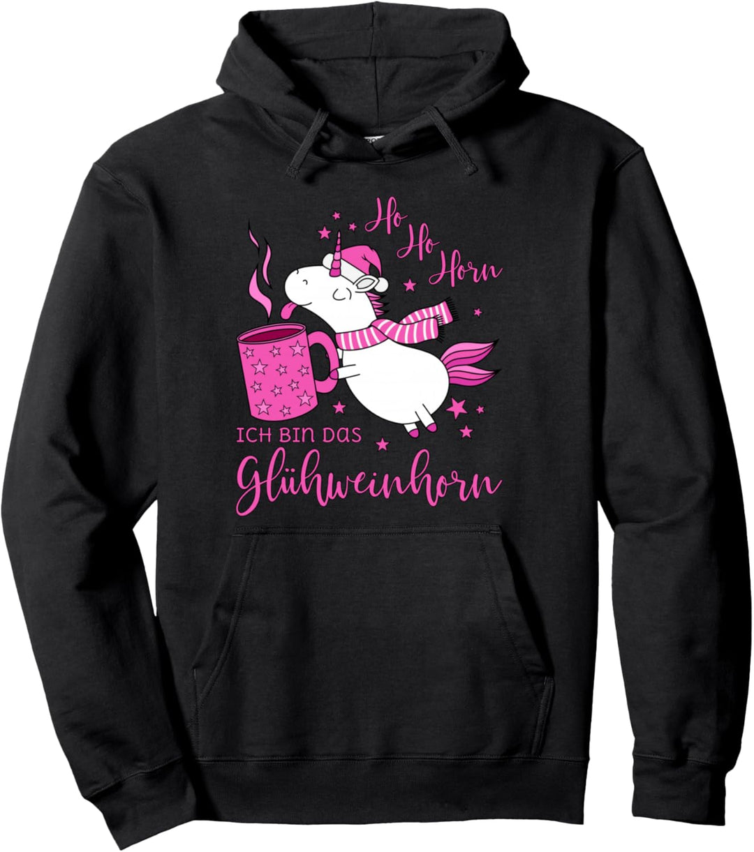 Glühwein Einhorn Weihnachten Spruch Ho Ho Horn Glühweinhorn Pullover Hoodie