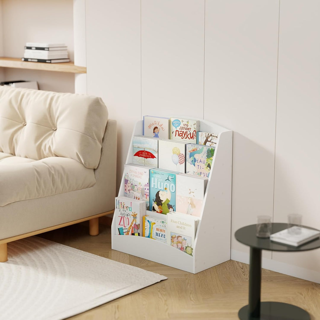 1 Stück Bücherregal Kinder mit 4 Offenen Fächern, Buchregal Bücher Regal Kinderregal Kinderzimmer Au