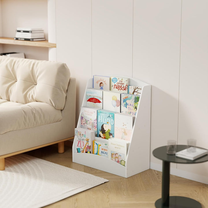 1 Stück Bücherregal Kinder mit 4 Offenen Fächern, Buchregal Bücher Regal Kinderregal Kinderzimmer Au