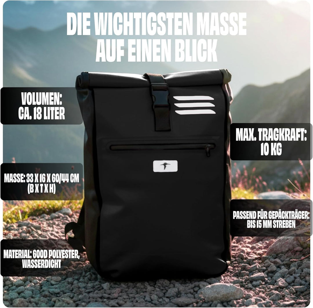 Red Loon Kurier Rucksack Courier Bag Kuriertasche LKW-Plane Backpack Kurierrucksack Schwarz, Schwarz