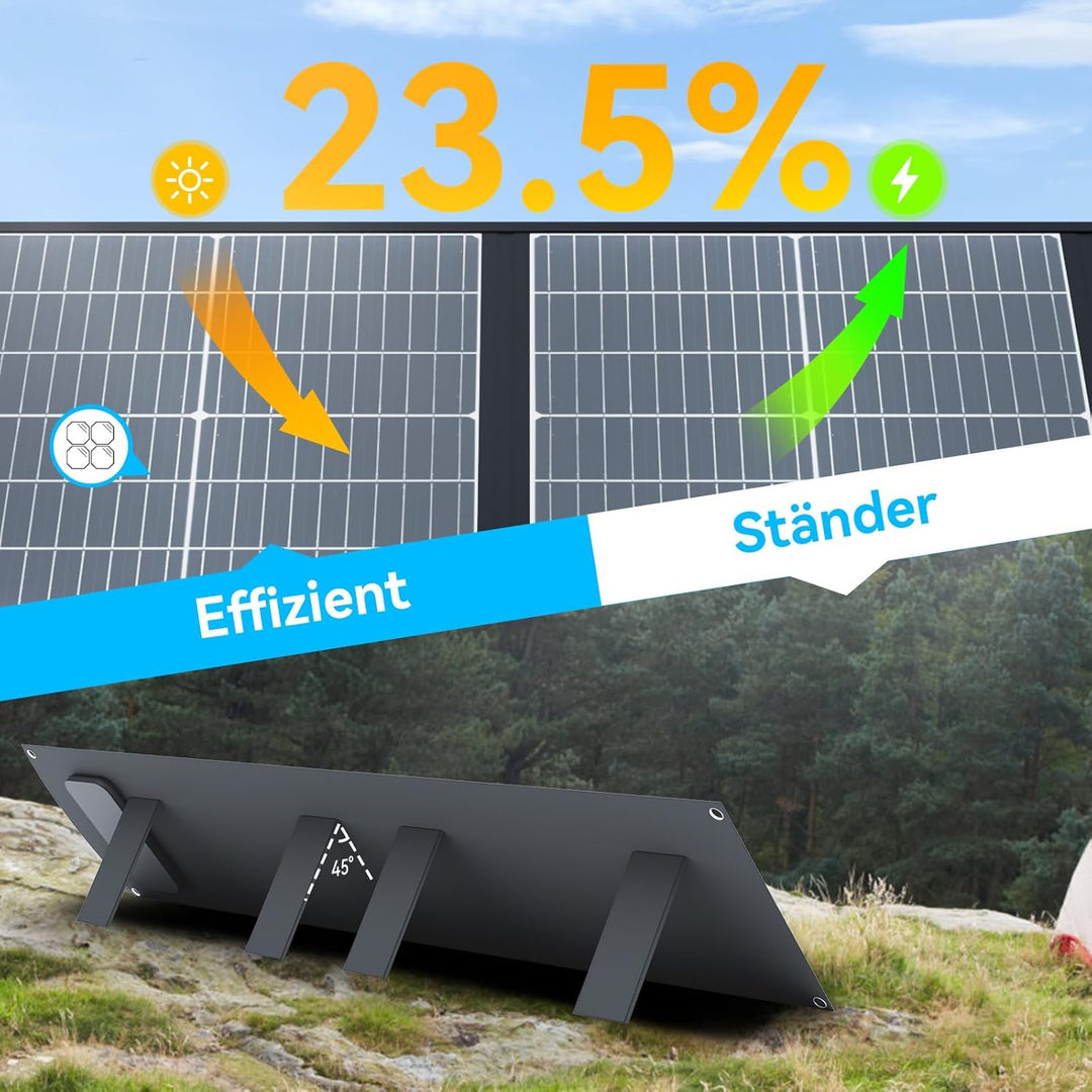 Ecosonique 200W Tragbares SolarPanel, Faltbar Solarmodul mit Kickstand, USB-C PD3.0 & USB-A QC3.0, M