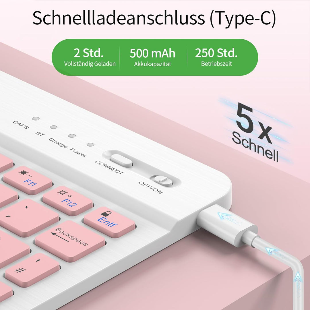 TQQ Hülle mit Tastatur für iPad Air 11 Zoll M3/M2 (2025/2024), Air 5/4 Gen, Abnehmbare Kabellose Blu