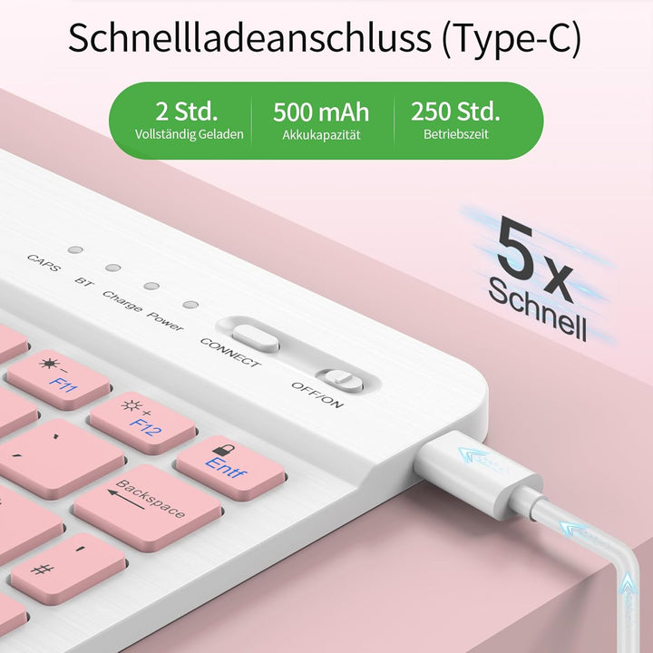 TQQ Hülle mit Tastatur für iPad Air 11 Zoll M3/M2 (2025/2024), Air 5/4 Gen, Abnehmbare Kabellose Blu