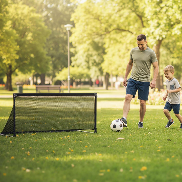 COSTWAY Fussballtor faltbar für Garten Kinder, Fussballtor mit Metallrahmen, wetterfestem PE-Netz &amp;