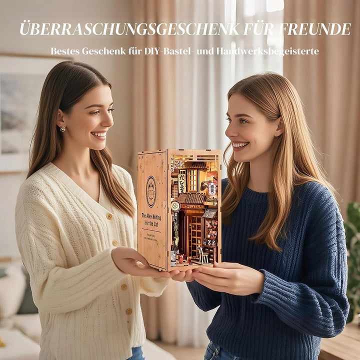 Book Nook Kit, DIY Miniatur Haus Puppenhaus Bausatz Bücherregal Deko für Jugendliche und Erwachsene（