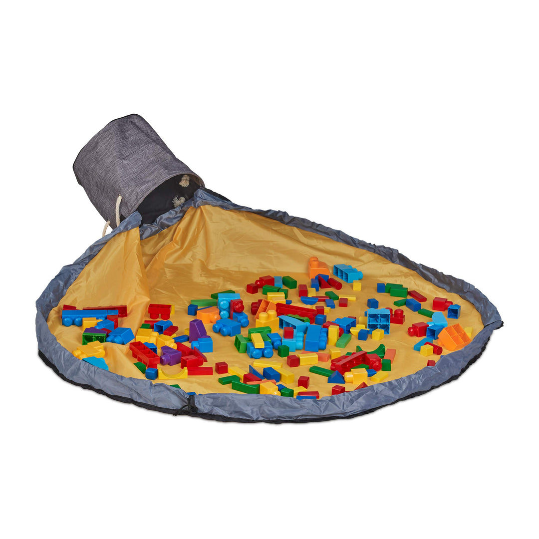 Relaxdays Aufräumsack mit Spieldecke, Spielzeug Aufbewahrung, Kinder, aufgeräumtes Kinderzimmer, HxD