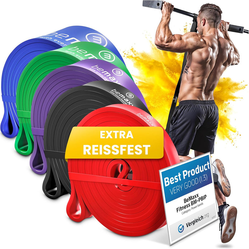 Fitnessband Pull Up Resistance Band, Klimmzughilfe + Trainings-eBook - DAS Klimmzug Widerstandsband