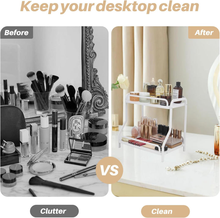 Badezimmer-Organizer mit 2 Ebenen, multifunktional, Make-up-Organizer, Regal und Küchenregal, Aufbew