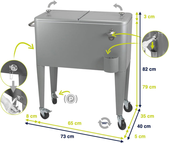 Kailua Cooler - Kühlbox, Kühlwagen, Getränkekühler Grau, Grau