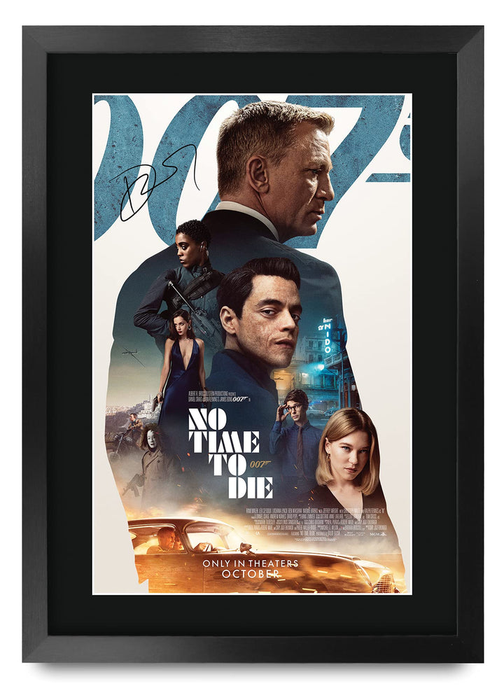 HWC Trading FR A3 James Bond No Time to Die Daniel Craig Geschenke Gedruckt Poster Unterzeichnet Aut