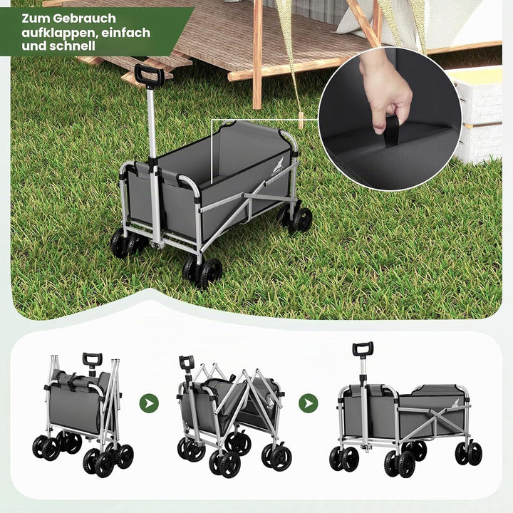 WOLTU Bollerwagen faltbar, Handwagen Transportwagen klappbar, Gartenwagen Strandwagen mit Bremsen Do