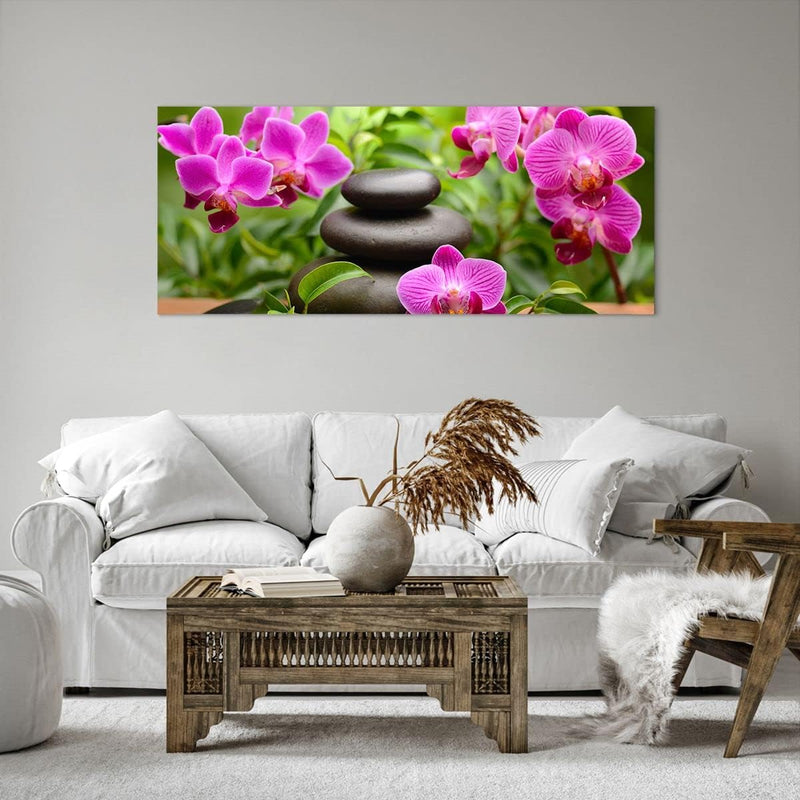 Wandbilder Dekoration Wohnzimmer Blumen Steine Bambus Dekoration Panorama Bilder auf Leinwand 120x50