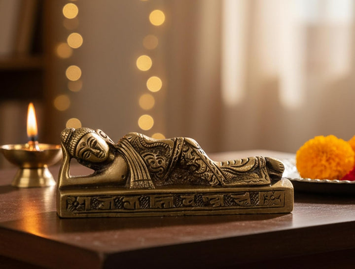 Esplanade Beste Qualität Messing Buddha - Schlafen Liegender Buddha - Messing Metall Statue Figur Id