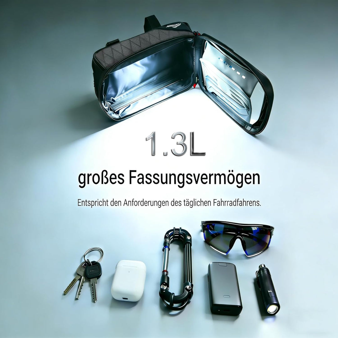 toptrek Fahrrad Rahmentasche, Fahrradtasche Rahmen für Smartphone mit Touchscreen für Smartphone 6.8