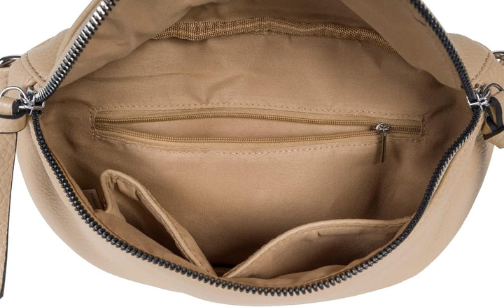 styleBREAKER Damen Halbmond Crossbody Schultertaschen Set 2-Teilig, Schultergurt mit Zick-Zack Raute