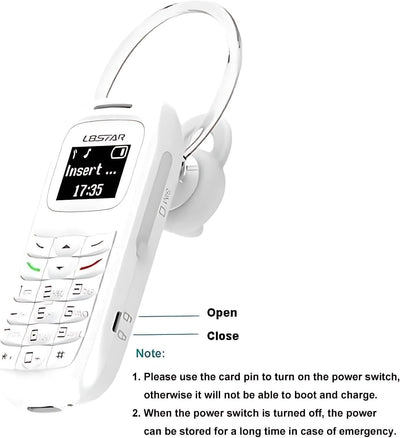 Hipipooo Mini Kleinstes Mobiltelefon BM70, Mini Wireless Dialer, Bluetooth Tiny Headset Weiss, Weiss