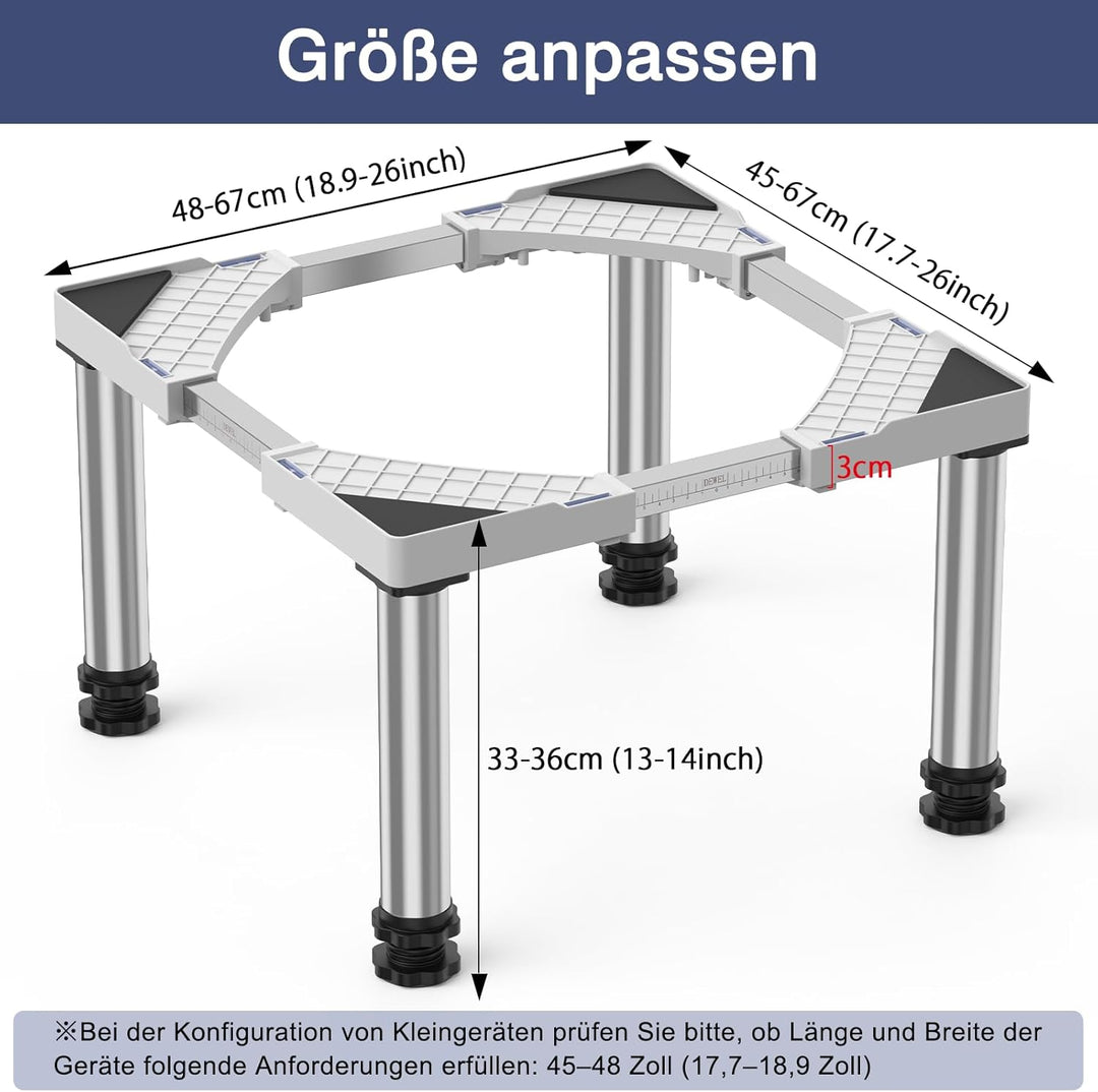 DEWEL Untergestell Kühlschrank erhöhung Höhe 33-36cm Verstellbare unterschrank kühlschrank sockel fü