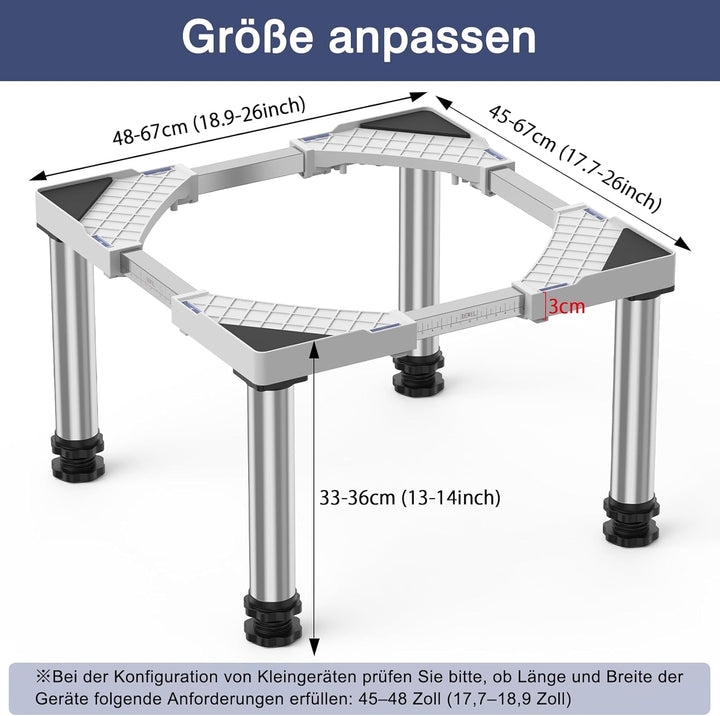 DEWEL Untergestell Kühlschrank erhöhung Höhe 33-36cm Verstellbare unterschrank kühlschrank sockel fü