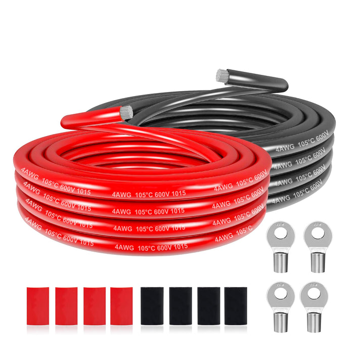 21,3mm² PVC Elektrokabel - 4 AWG Elektrischer Draht 6 Meter (3 Meter Schwarz und 3 Meter Rot) Hochte