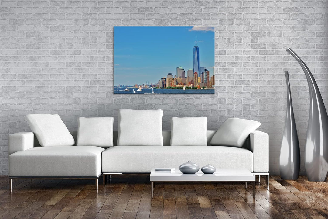 deyoli Manhattan bei Tageslicht im Format: 80x60 als Leinwandbild, Motiv fertig gerahmt auf Echtholz