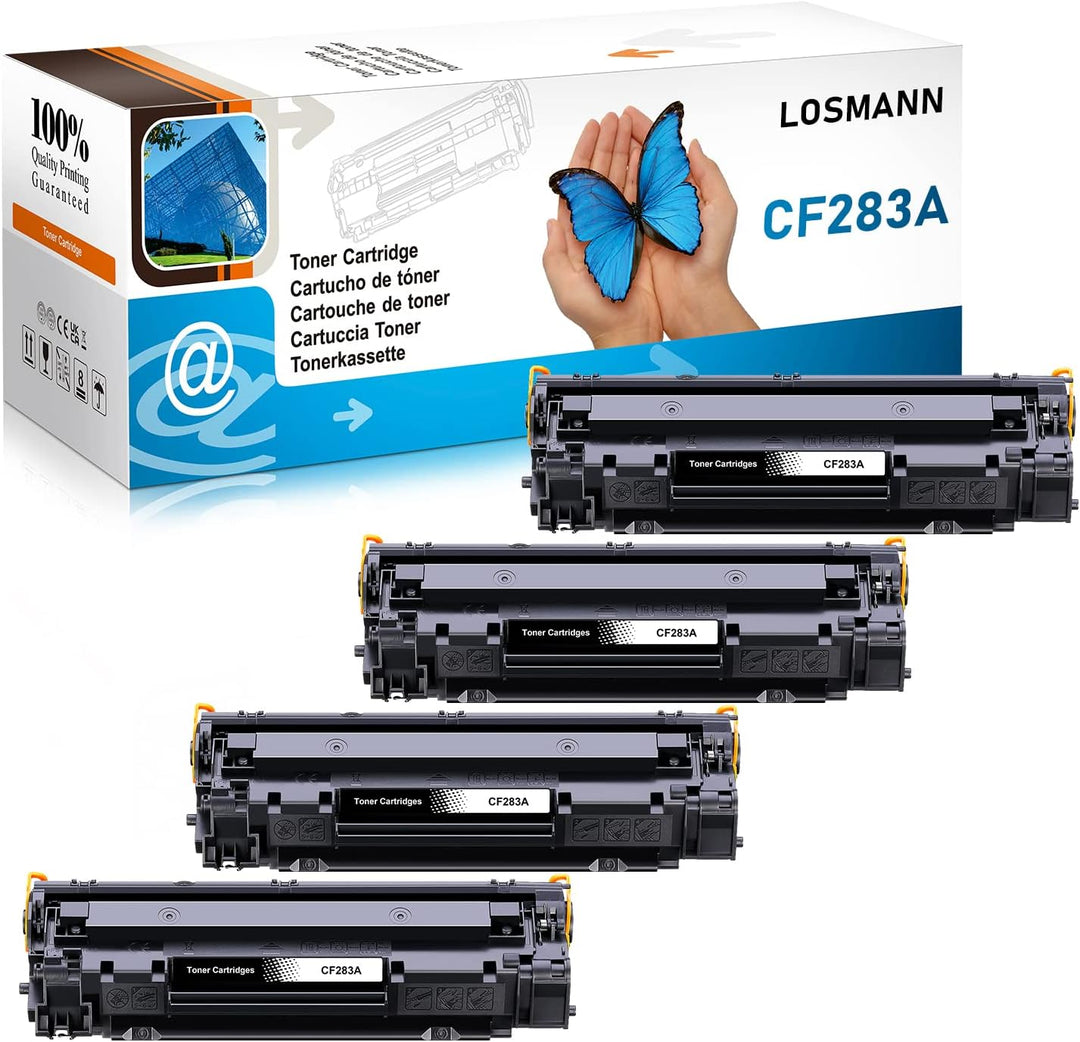 LOSMANN 4 Schwarz Toner Kompatibel für HP CF283A 83A für HP LaserJet Pro MFP M201n M202dw M202n M225