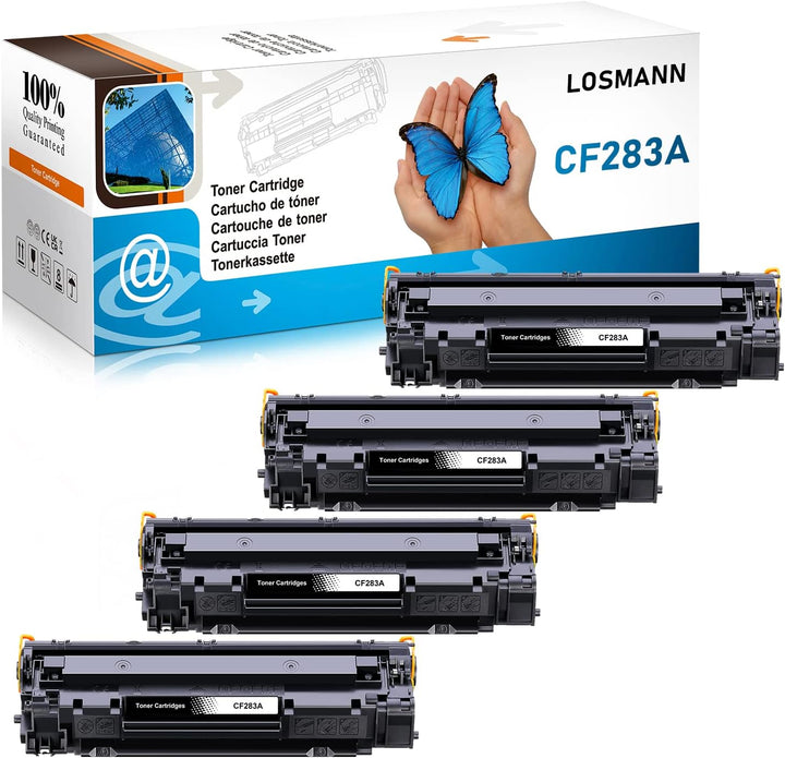 LOSMANN 4 Schwarz Toner Kompatibel für HP CF283A 83A für HP LaserJet Pro MFP M201n M202dw M202n M225