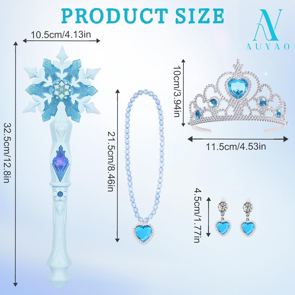 AUYAO Schneeflocke Leuchtend Zauberer Kinder Prinzessinnen Led Zauberstab Kind Magischer Zubehör Mäd