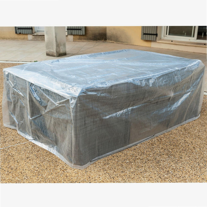 Werkapro 10877 – Tischbezug – 250 x 150 x 80 cm – transparent – wasserdicht – verrottungsfest – UV-b