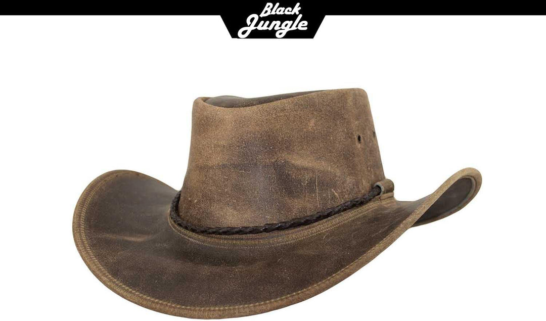 Black Jungle Kimbolton Lederhut, Westernhut, Australienhut, Cowboyhut S Charcoal, S Charcoal