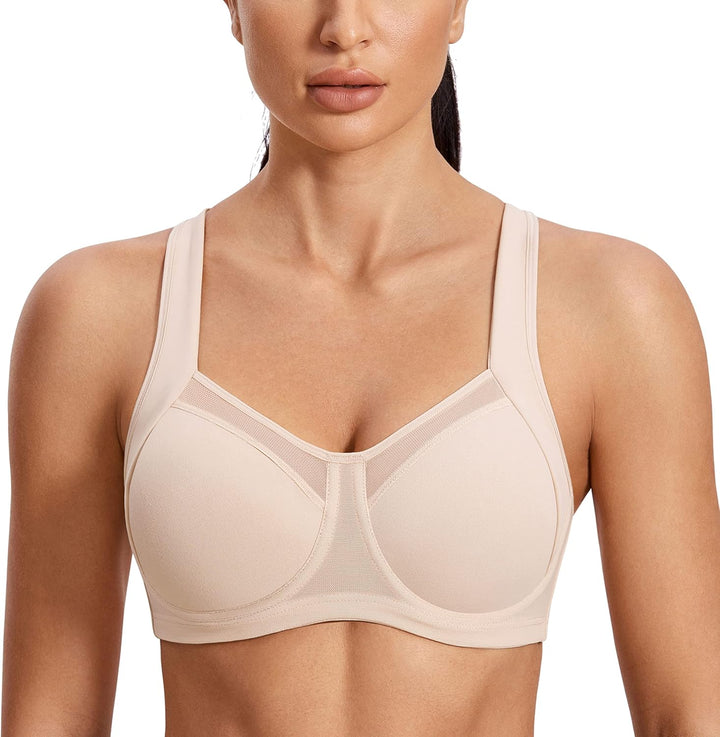 SYROKAN Damen Starker Halt Sport BH - Mesh mit Bügel Ringerrücken Ohne Einlagen Fitness Lauf Joggen