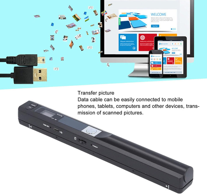Tragbarer Dokumentenscanner, 900 DPI Handscanner für A4 Dokumente, Bilder, Seiten, Texte, PDF/JPG Fo