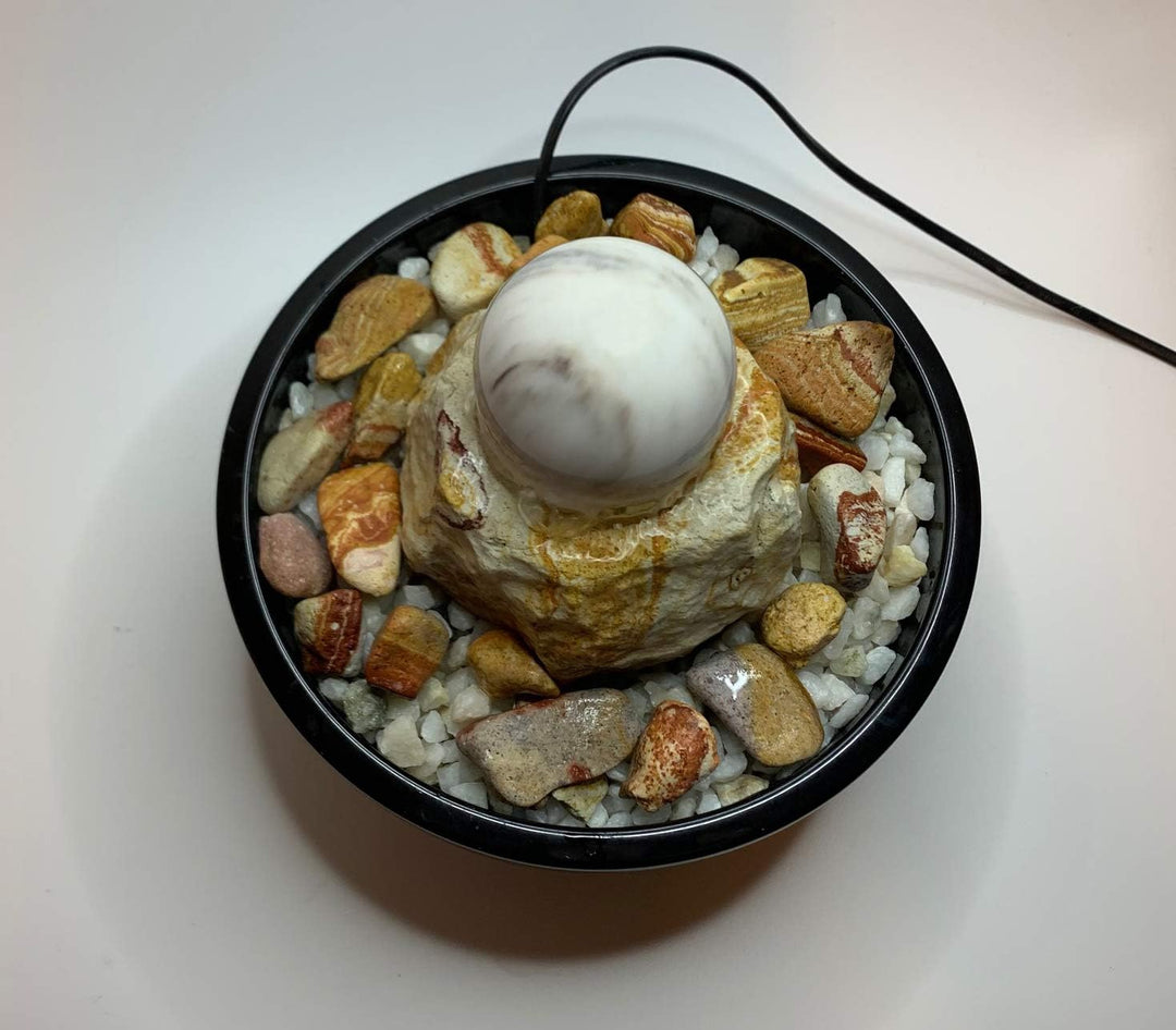 Zimmerbrunnen Kugelbrunnen Wien in Keramikschale d: 22 cm (Schalenfarbe: Schwarz)