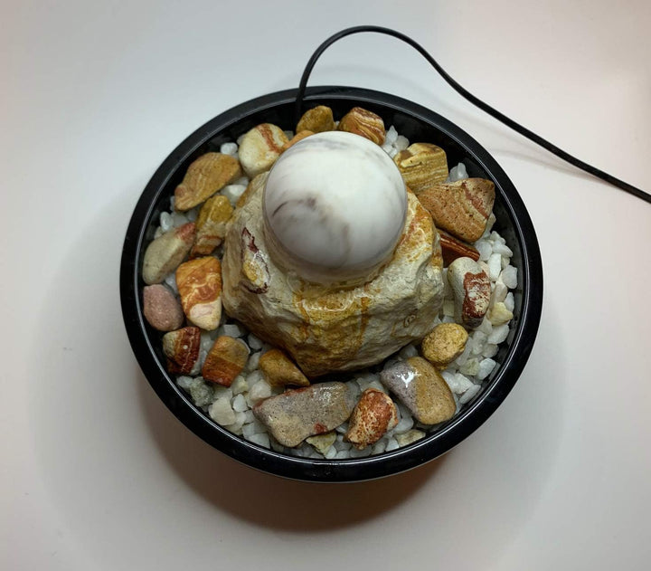 Zimmerbrunnen Kugelbrunnen Wien in Keramikschale d: 22 cm (Schalenfarbe: Schwarz)