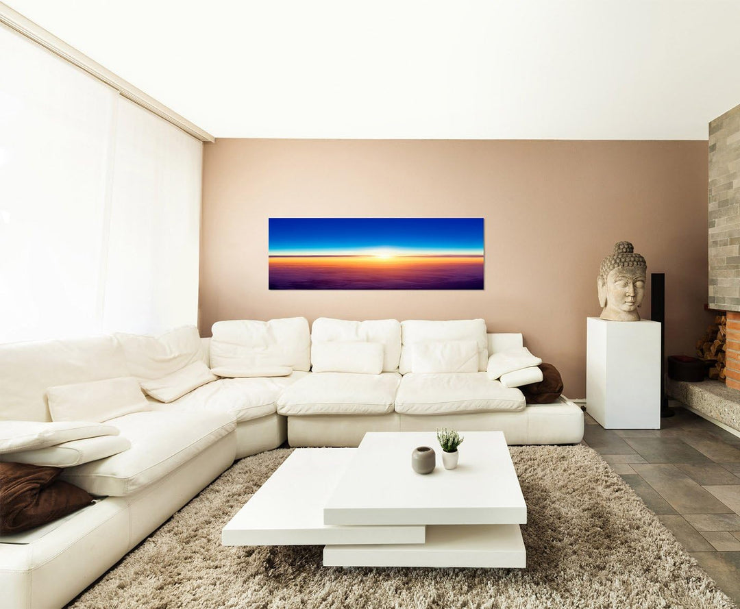 Paul Sinus Art Panoramabild auf Leinwand und Keilrahmen 150x50cm Himmel Sonne Sonnenuntergang