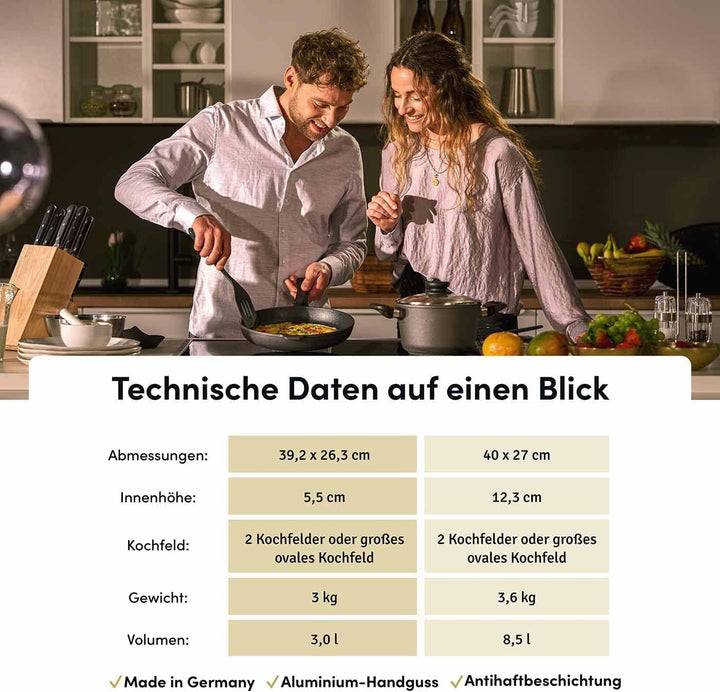 Hoffmann Aluguss Bräter Gross 2in1 Induktion Multi 41 x 28 cm I Made in Germany I Schmortopf Indukti