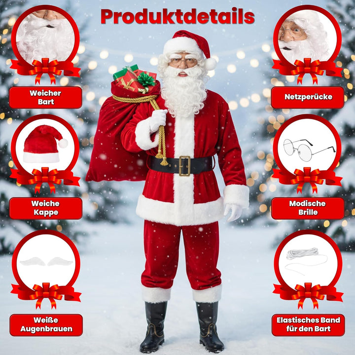 Balinco Perücke + Bart + Mütze + Augenbrauen + Brille Weihnachtsmann Nikolaus Santa Claus Weihnachte