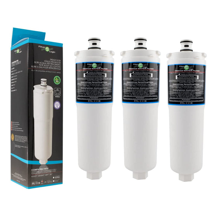Filterlogic FFL-111B | 3er Pack Wasserfilter kompatibel mit 3M CS-52 für Bosch, Siemens, Neff, Gagge