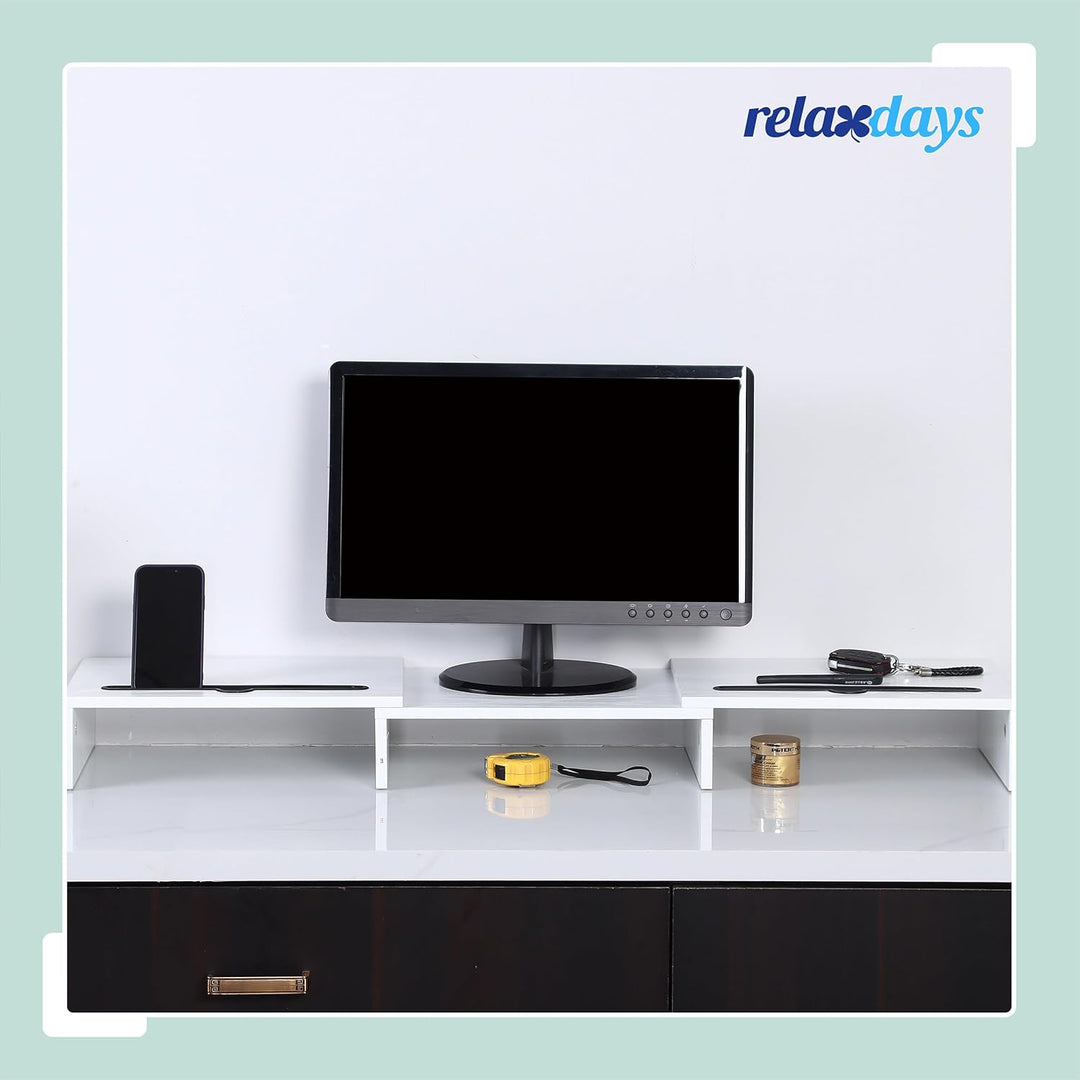 Relaxdays Monitorständer, 2 Monitore, ausziehbare Segmente, Breite 74-105 cm, ergonomische Bildschir