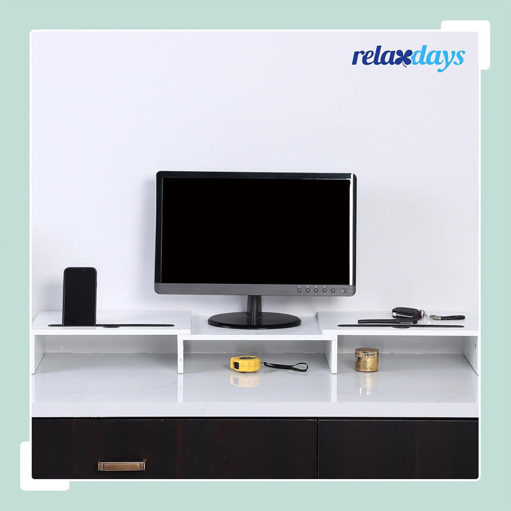 Relaxdays Monitorständer, 2 Monitore, ausziehbare Segmente, Breite 74-105 cm, ergonomische Bildschir
