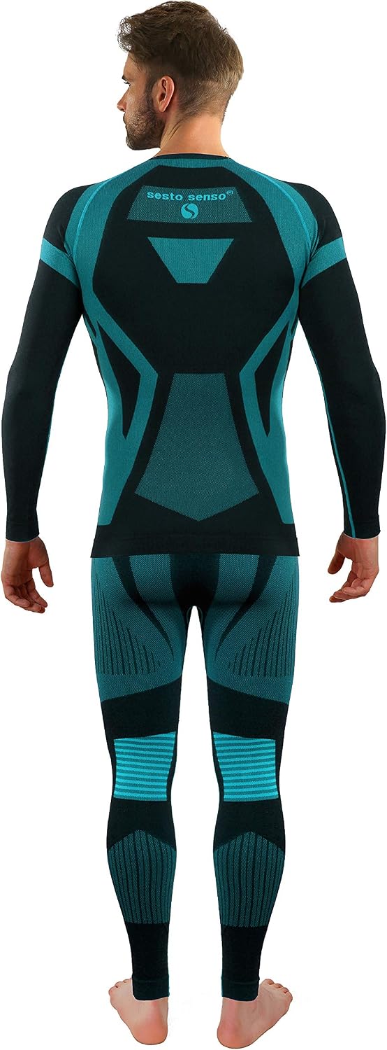sesto senso Herren Funktionsunterwäsche Set Langarmhemd Leggings Schnelltrocknend Skiunterwäsche M G