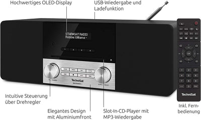 TechniSat DIGITRADIO 3 - Stereo DAB Radio Kompaktanlage (DAB+, UKW, CD-Player, Bluetooth, USB, Kopfh